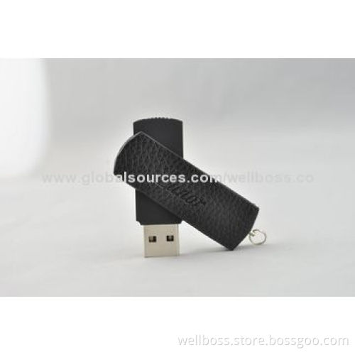 1 to 32GB USB Flash Drive with Leather Housing and Keychain, Full Capacity